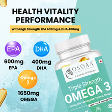 Load image into Gallery viewer, OSOAA Omega 3 Fish Oil Supplement - 60 Capsules
