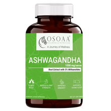 Load image into Gallery viewer, OSOAA Ayurvedic Ashwagandha 1000 mg - 60 Tabs | Root Extract - 5% Withanolides like KSM 66 | Stress &amp; Anxiety Relief, Energy &amp; Endurance | AYUSH Approved
