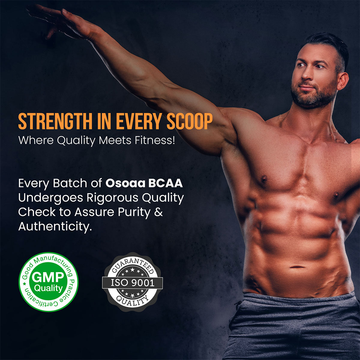 Slide showcasing the lab test results for BCAA, confirming its purity, potency, and quality. The test verifies that the supplement contains the optimal ratio of Branched-Chain Amino Acids (Leucine, Isoleucine, and Valine) with no additives or impurities. The results ensure that athletes receive a high-quality, effective product for muscle recovery and performance enhancement
