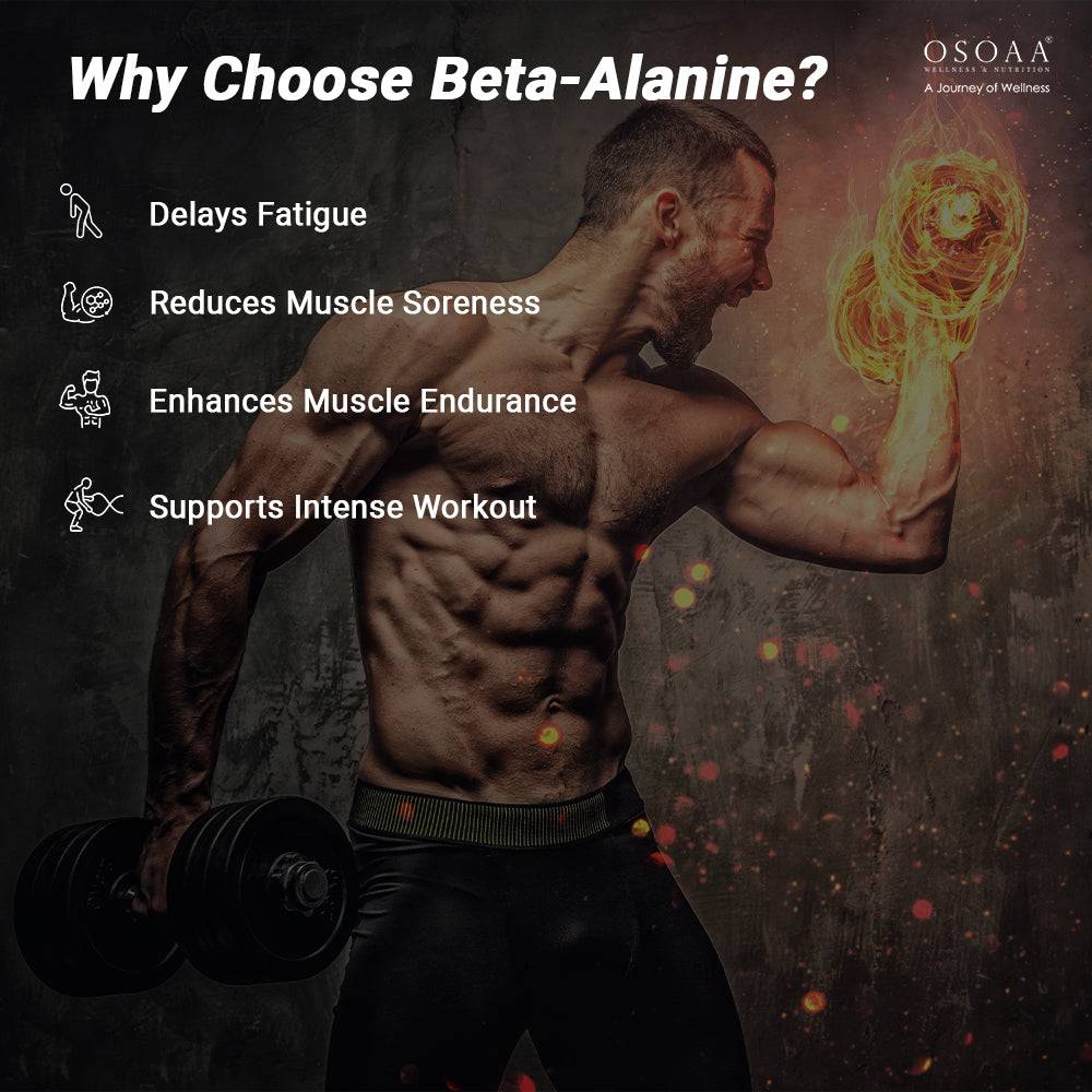 Fitness model lifting dumbbells with fiery arm effect, highlighting benefits of SOAA Beta Alanine Supplement like endurance, reduced soreness, and intense workouts.