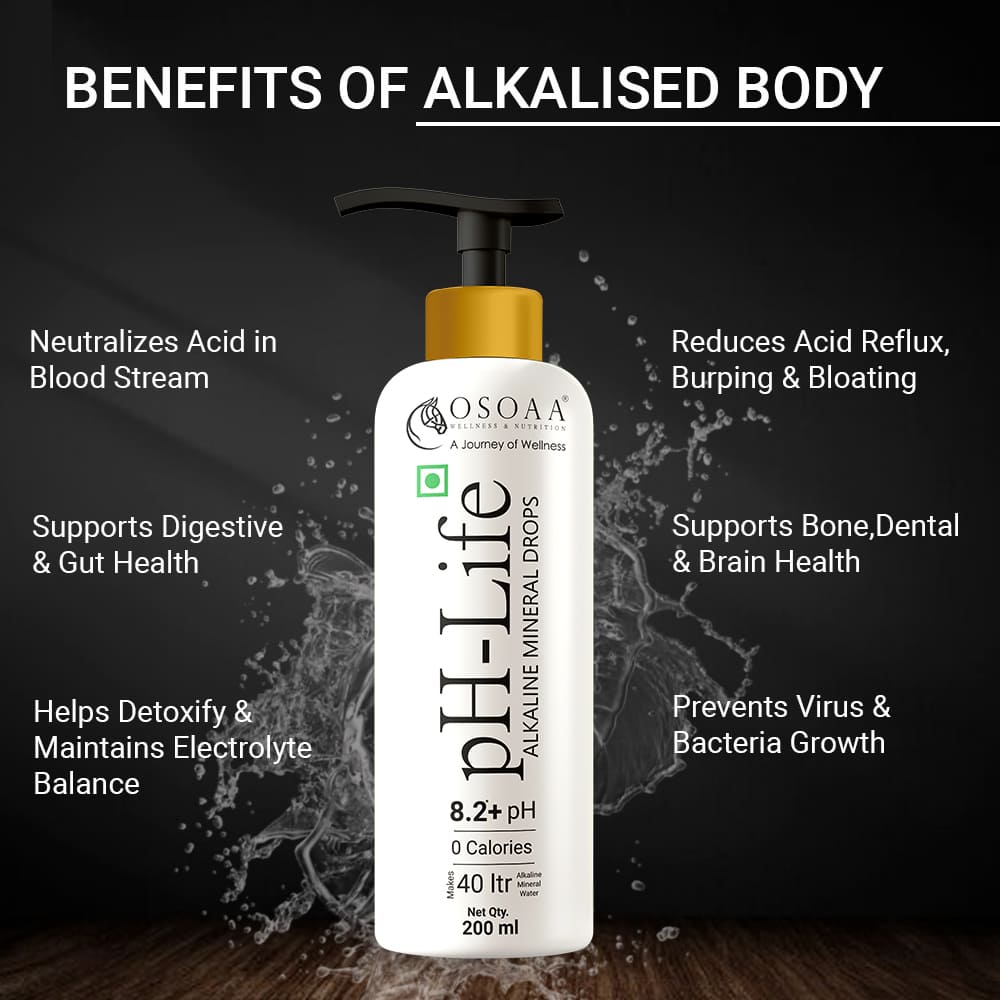 OSOAA 200ml pH-Life Alkaline Mineral Drops for better hydration, detox, and pH balance support.