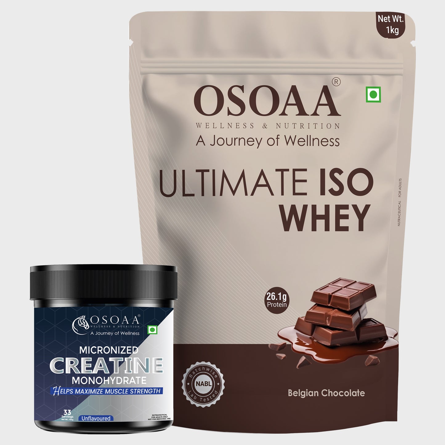OSOAA Ultimate ISO Whey 1kg - 26g Pure Protein with Creatine Monohydrate 100gm- (Ultimate Muscle Duo 1)