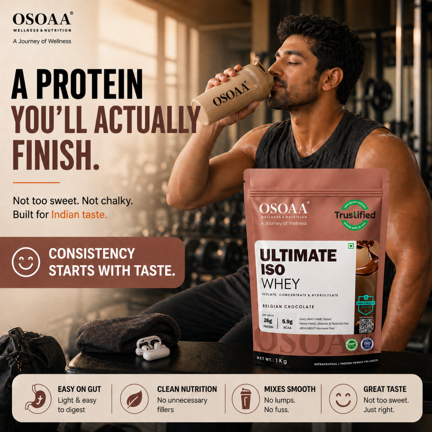 OSOAA Ultimate ISO Whey Protein- 26.1g Protein