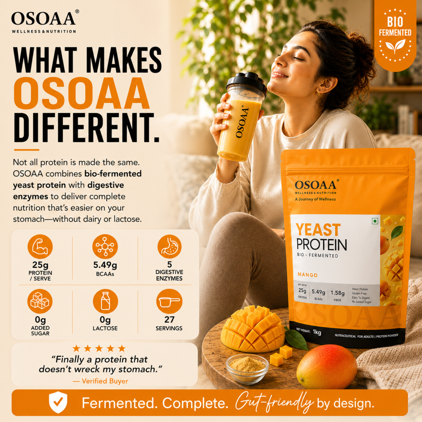 OSOAA Yeast Protein (Bio-Fermented) – 25g Protein | Vegan Plant Protein | 1kg