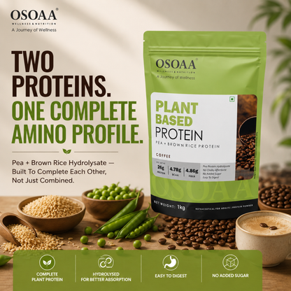 OSOAA Plant Protein Powder | High Protein | Vegan | Easy to Digest | No Added Sugar | 1kg