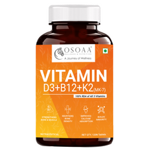 Load image into Gallery viewer, OSOAA Veg Vitamin D3,K2 &amp; B12 - 120 Tabs
