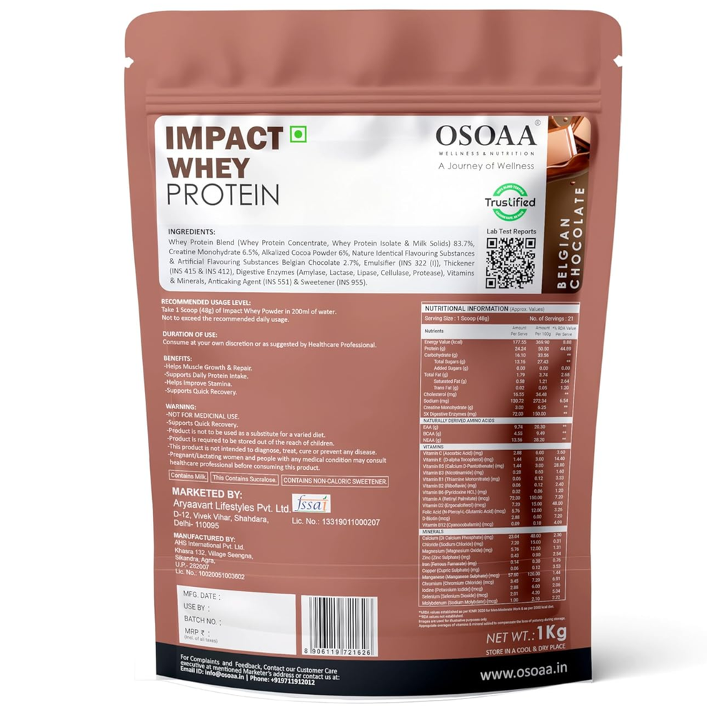 Osoaa Impact Whey Protein with 3g Creatine Muscle Recovery & Strength