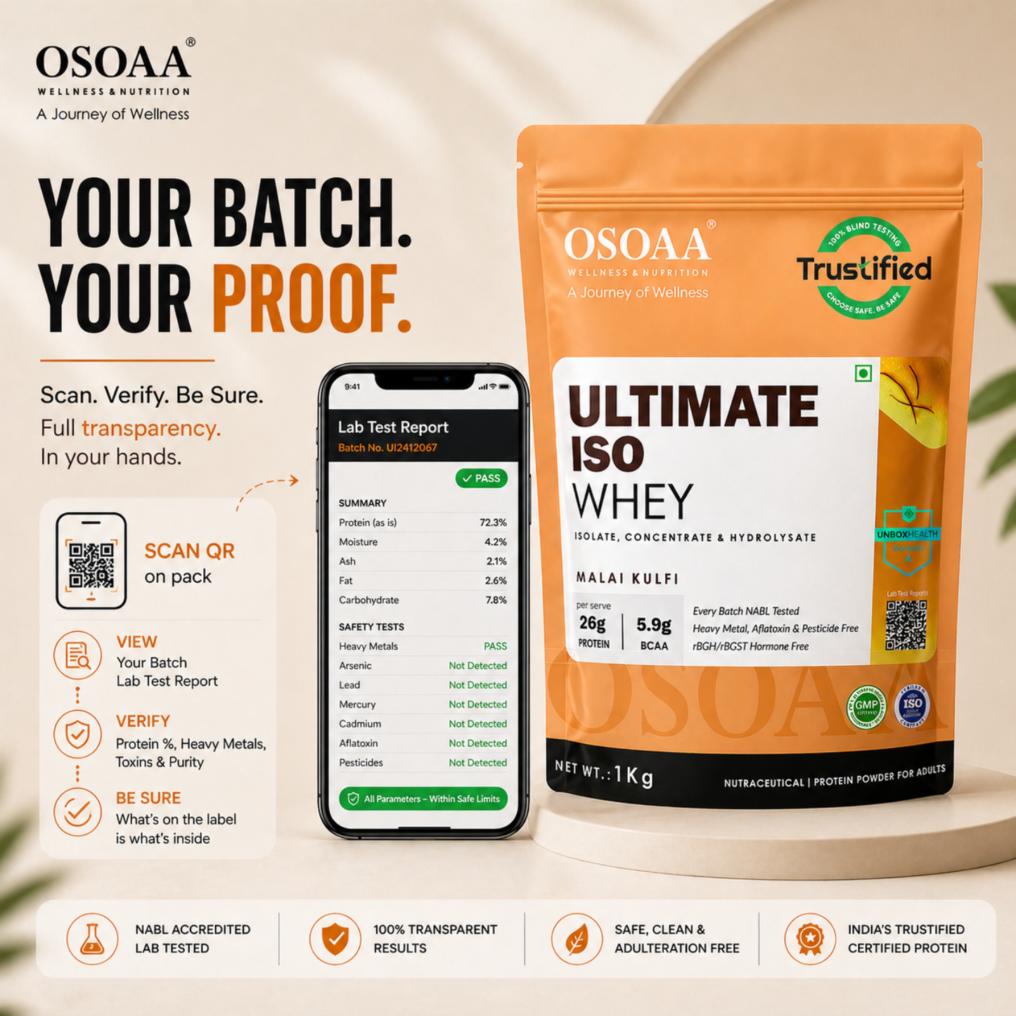 OSOAA Ultimate ISO Whey Protein- 26.1g Protein