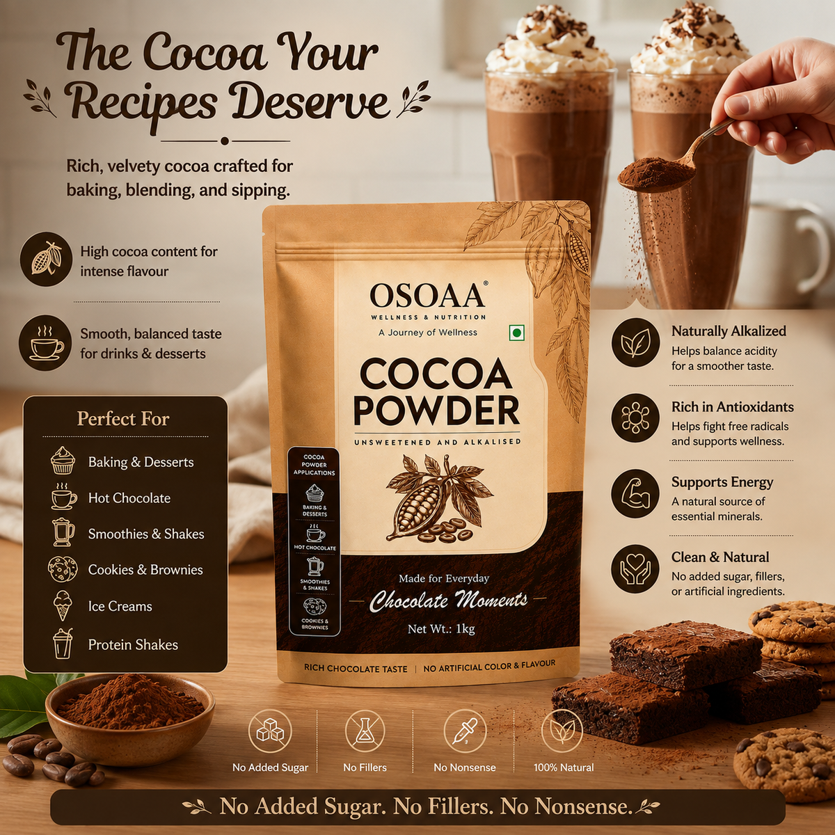 OSOAA Pure Unsweetened Cocoa Powder