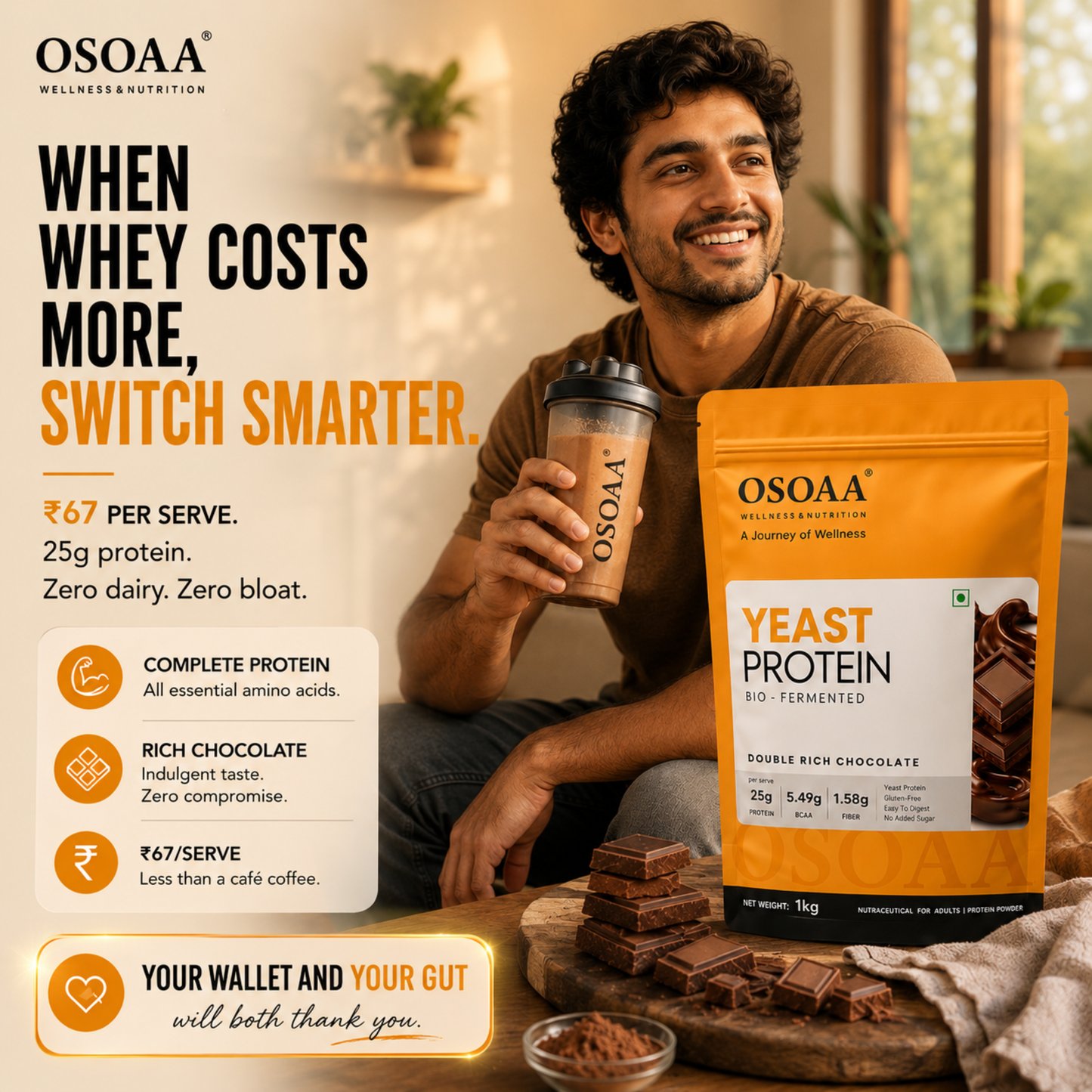 OSOAA Yeast Protein (Bio-Fermented) – 25g Protein | Vegan Plant Protein | 1kg