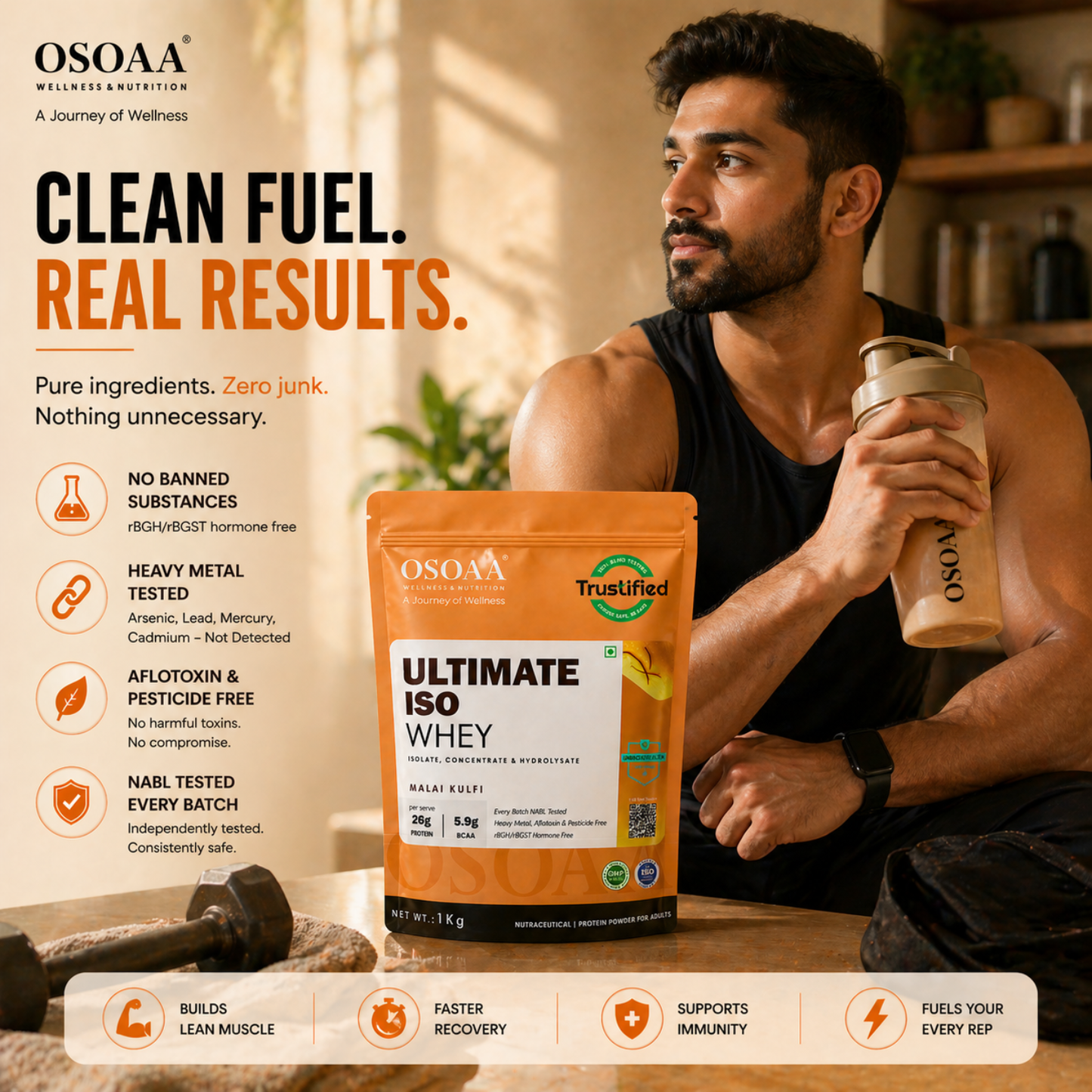 OSOAA Ultimate ISO Whey Protein- 26.1g Protein