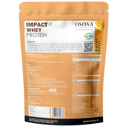 OSOAA Impact Whey Protein (Trustified)- 24.2g Protein with 3g Creatine