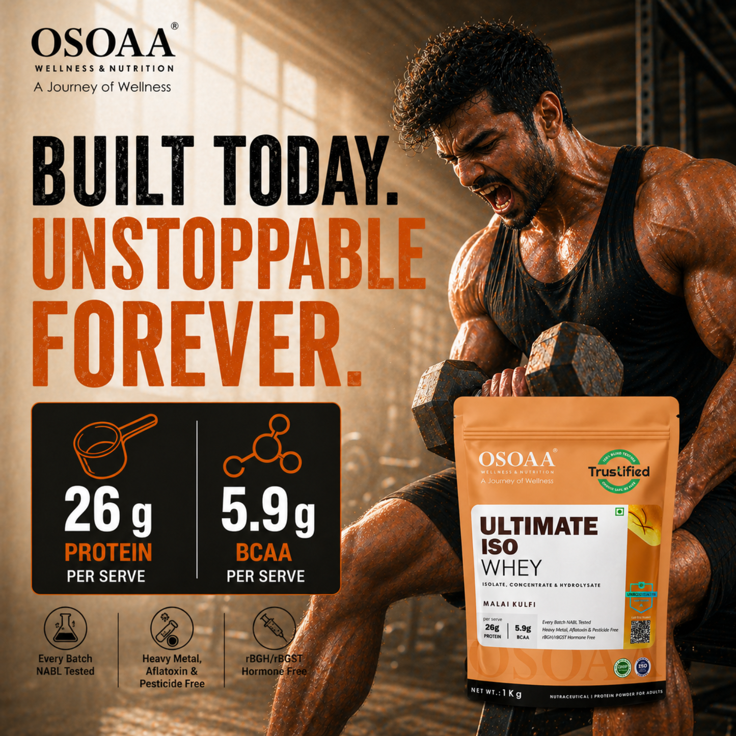 OSOAA Ultimate ISO Whey Protein- 26.1g Protein