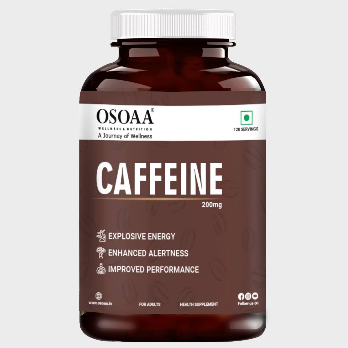 200mg caffeine tablets bottle front view