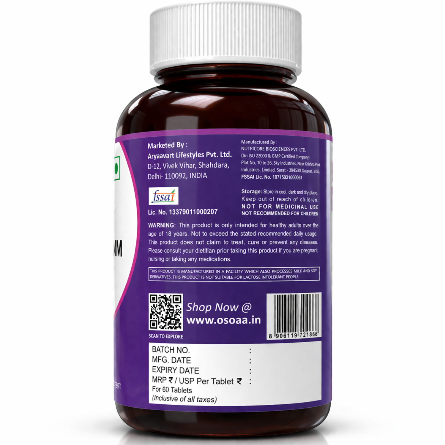 Buy Magnesium Bisglycinate Online India OSOAA Free Shipping