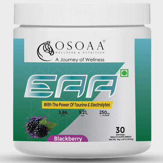 
"Front view of EAA supplement packaging featuring bold branding with flavor label and highlights like 'Complete Essential Amino Acids,' 'Supports Recovery & Hydration,' and 'Boosts Muscle Protein Synthesis.' The design reflects a performance-focused product ideal for intra- or post-workout use.