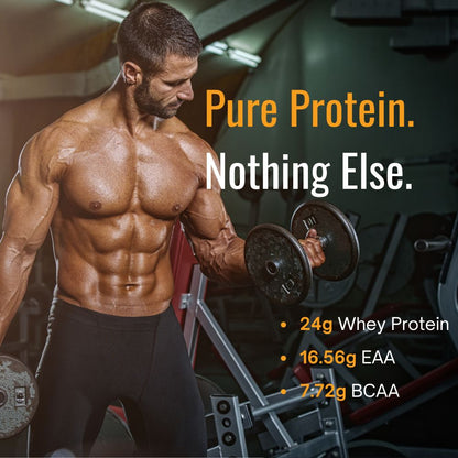 Slide outlining the features of Everyday Protein, including 100% whey protein isolate, no artificial additives, lactose-free, and quick absorption. The product is designed for individuals seeking an effective, everyday protein supplement for muscle maintenance and overall health.