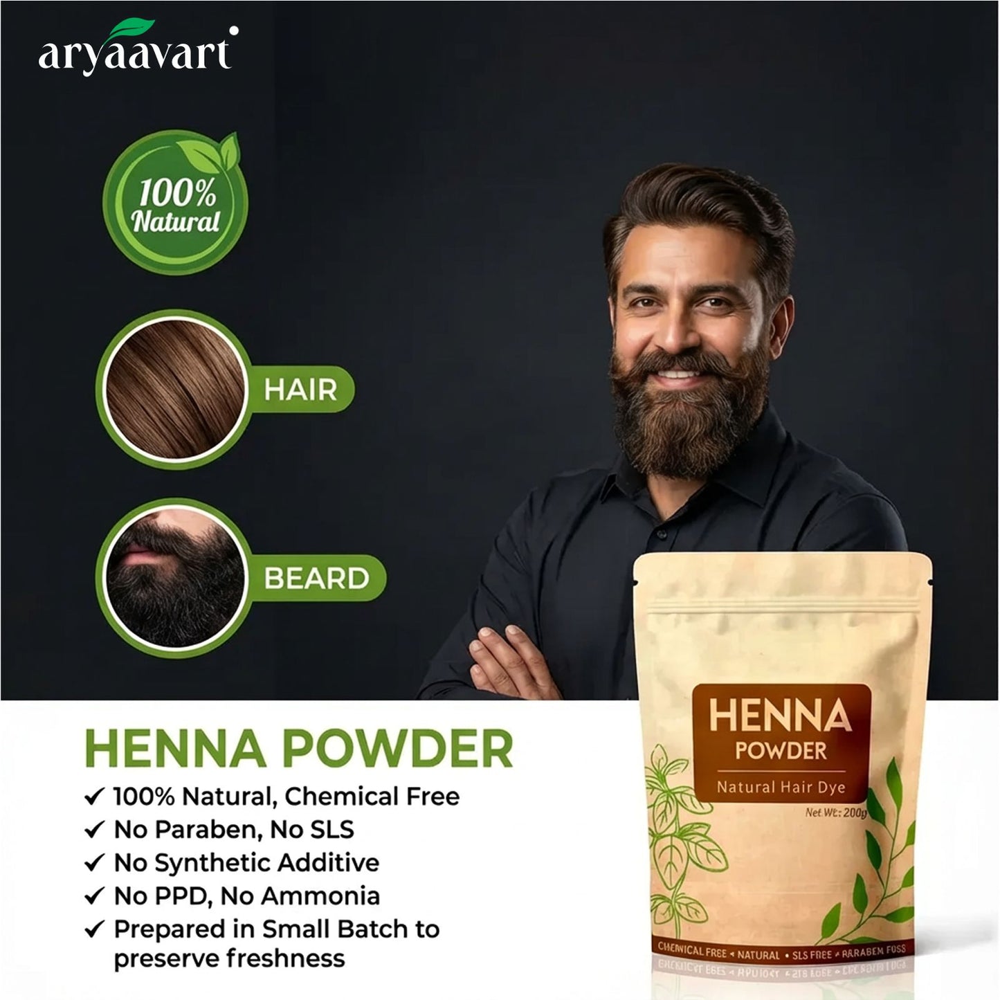 Ayurveda Natural Henna powder for hair Colour and Growth (200 gm)