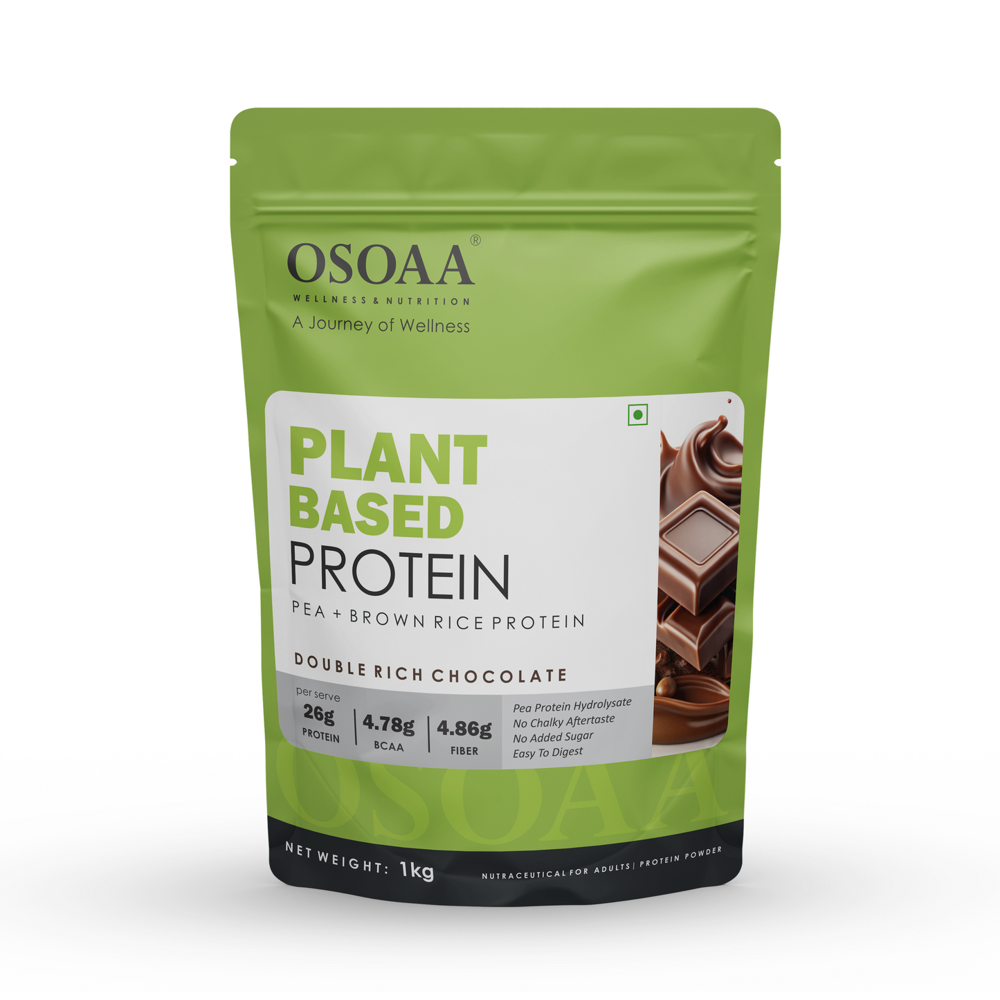 OSOAA Plant Protein Powder | High Protein | Vegan | Easy to Digest | No Added Sugar | 1kg