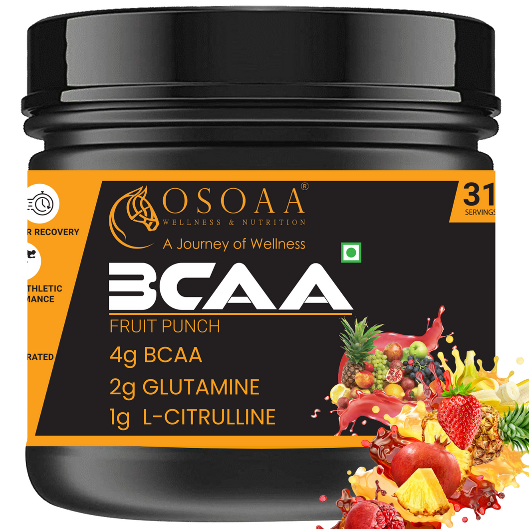 OSOAA BCAA 2:1:1 with Taurine, Glutamine & Citrulline 250gm | Instant Hydration & Energy with Electrolytes | Workout Supplement for Men & Women (3 Flavors)