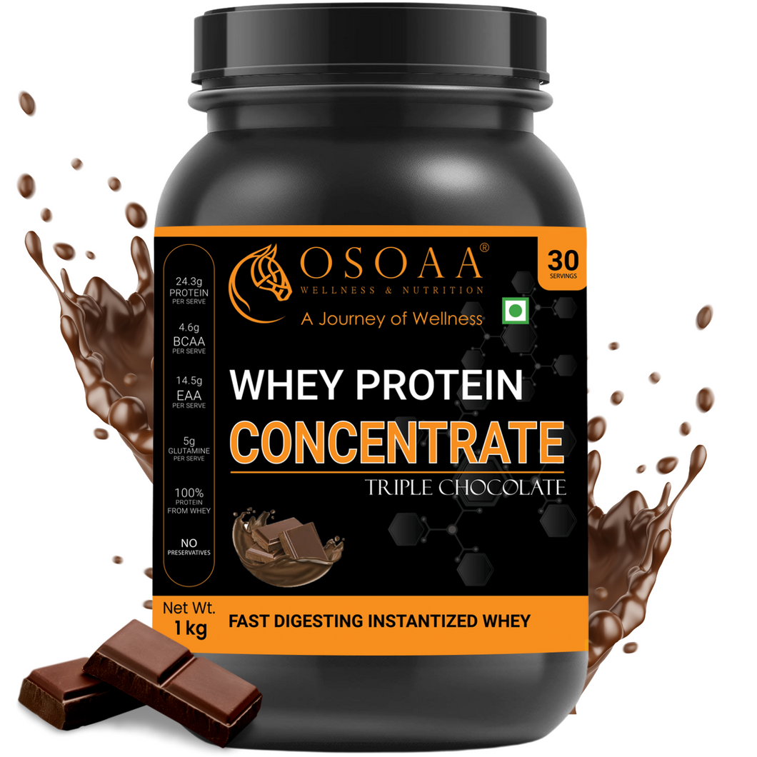 OSOAA 100% Pure Whey Concentrate - 24.3g Protein | 100% Protein from Whey |Soy & Sugar Free| Keto & Diabetic Friendly| Extra Rich Amino Acid, BCAA & Glutamine| for Men & Women (3 Flavors)